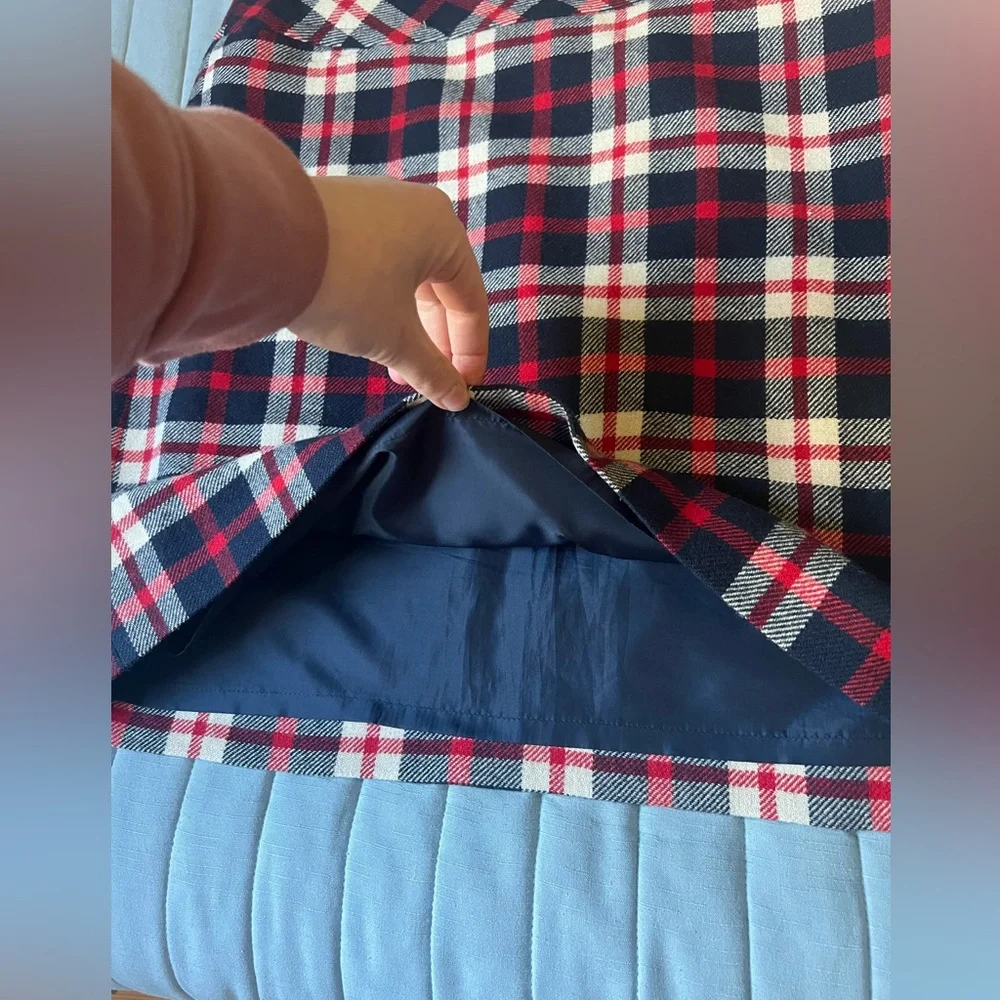 Talbots Plaid Wool Blend Lined Pencil Skirt